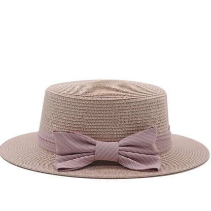 ﻿Boater Bowknot Band Straw Hats - Image 4
