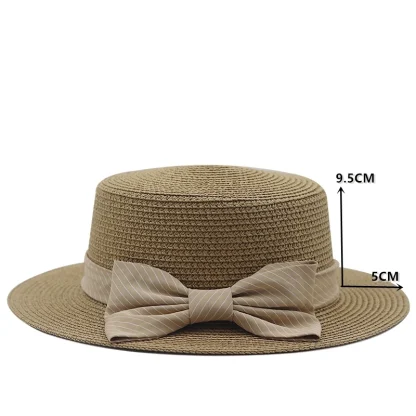 ﻿Boater Bowknot Band Straw Hats - Image 7