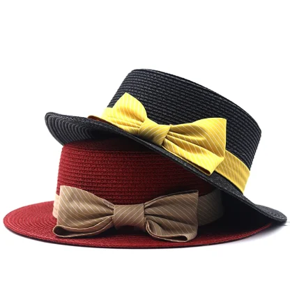 ﻿Boater Bowknot Band Straw Hats - Image 5