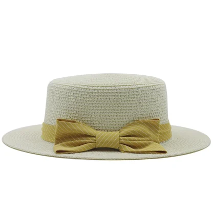 ﻿Boater Bowknot Band Straw Hats - Image 3