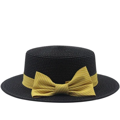 ﻿Boater Bowknot Band Straw Hats - Image 2