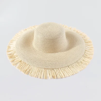 Wide Brim Frayed Straw Hat - Image 2