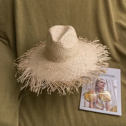 Casual Frayed Brim Straw Hats
