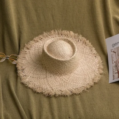 Casual Frayed Brim Straw Hats - Image 3