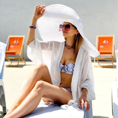 Foldable Large Brim Straw Hat - Image 3