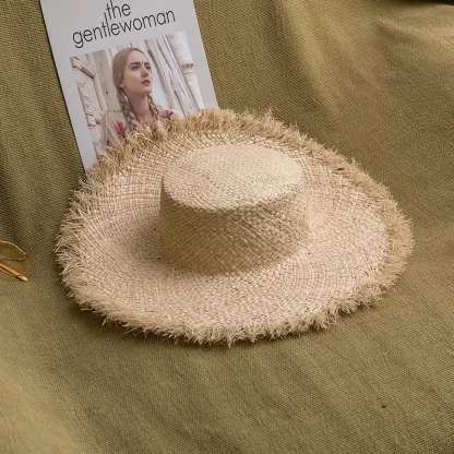 Casual Frayed Brim Straw Hats - Image 2