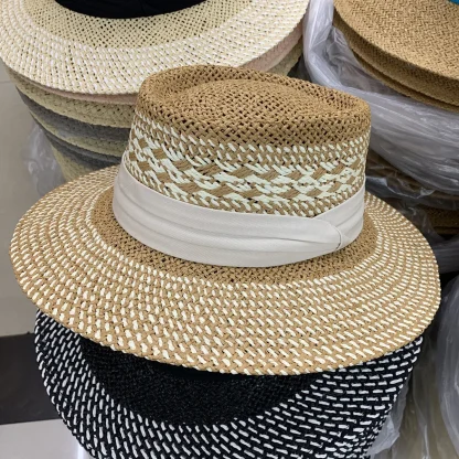 Elegant Two Tone Straw Hats - Image 6