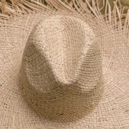 Casual Frayed Brim Straw Hats - Image 5