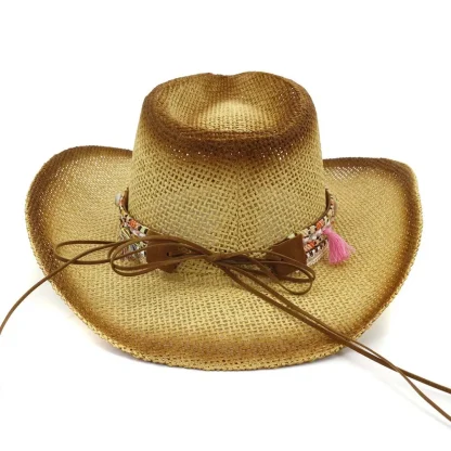 Stained Decor Cowboy Straw Hat - Image 5