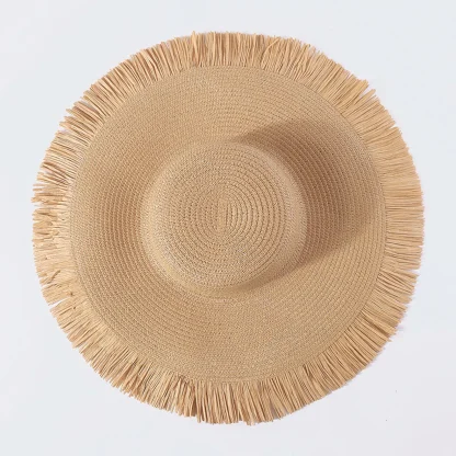 Wide Brim Frayed Straw Hat - Image 5