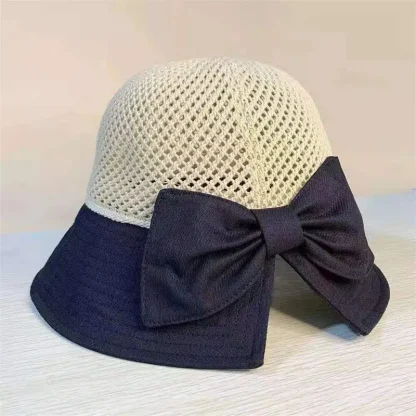 Chic Bowknot Bucket Straw Hat - Image 5