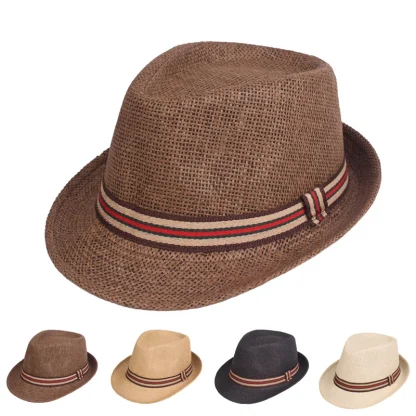Trilby Striped Band Straw Hats - Image 6