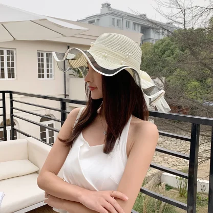 Wide Brim Wavy Straw Hats - Image 4