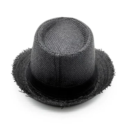 Trilby Frayed Edge Straw Hats - Image 3