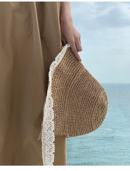 Chic Lace Brim Straw Hat - Image 6