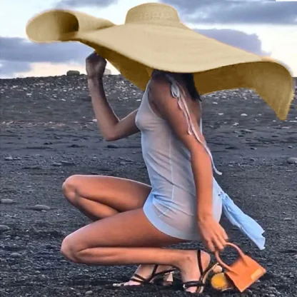 Oversized Brim Floppy Straw Hat - Image 3
