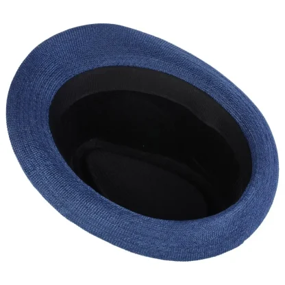 Plain Black Band Straw Hat - Image 6