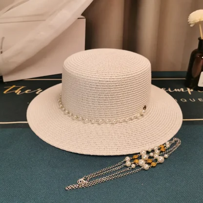 Beaded Boater Straw Hats - Image 3