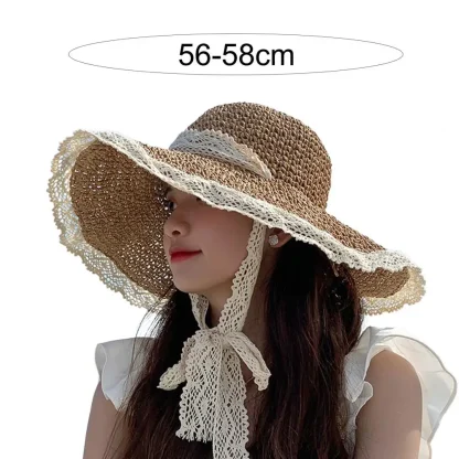 Lace Chin Strap Straw Hat - Image 5