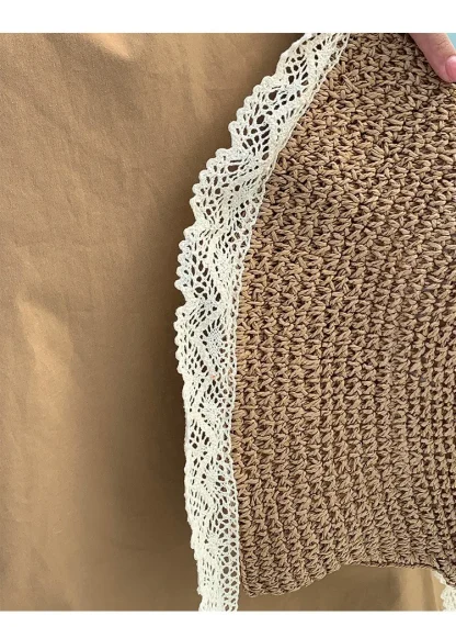 Chic Lace Brim Straw Hat - Image 7