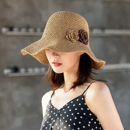 Chic Floppy Floral Straw Hat - Image 2