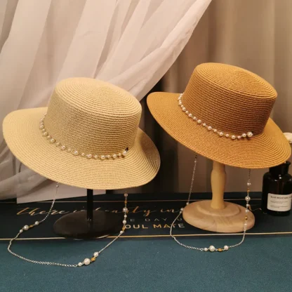 Beaded Boater Straw Hats - Image 6