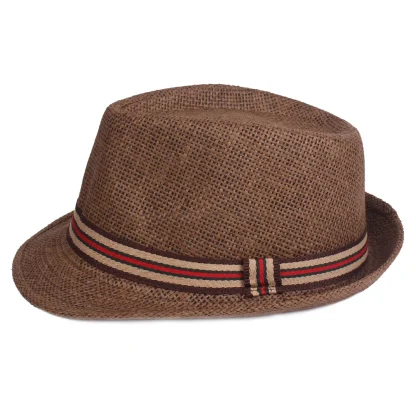 Trilby Striped Band Straw Hats - Image 3