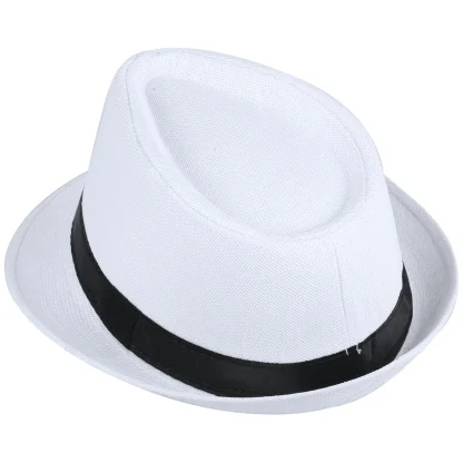 Plain Black Band Straw Hat - Image 2