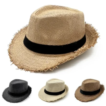 Trilby Frayed Edge Straw Hats - Image 5