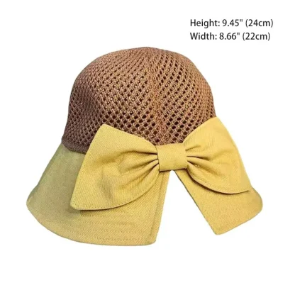 Chic Bowknot Bucket Straw Hat - Image 6