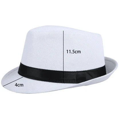 Plain Black Band Straw Hat - Image 7