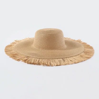 Wide Brim Frayed Straw Hat - Image 4