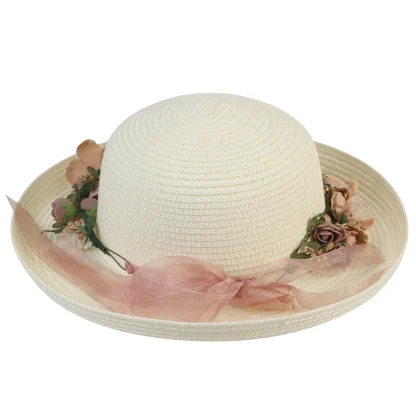 Chic Floral Band Straw Hat - Image 4