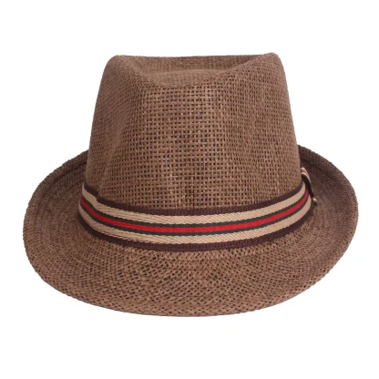Trilby Striped Band Straw Hats - Image 2