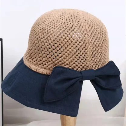 Chic Bowknot Bucket Straw Hat - Image 4