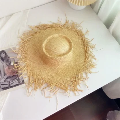 Casual Frayed Brim Straw Hats - Image 6