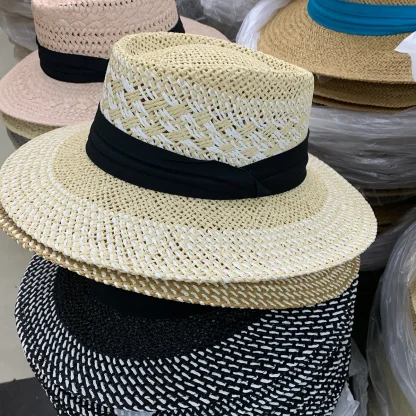 Elegant Two Tone Straw Hats - Image 7
