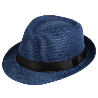 Plain Black Band Straw Hat - Image 4