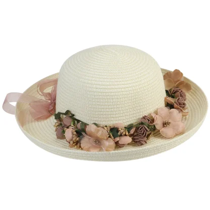 Chic Floral Band Straw Hat