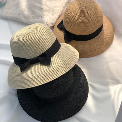 Classic Bow Bucket Straw Hats - Image 6