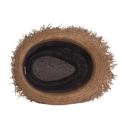 Trilby Frayed Edge Straw Hats - Image 2