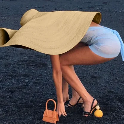 Oversized Brim Floppy Straw Hat - Image 2