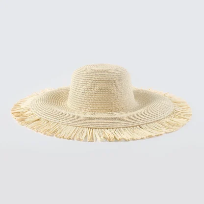 Wide Brim Frayed Straw Hat - Image 3