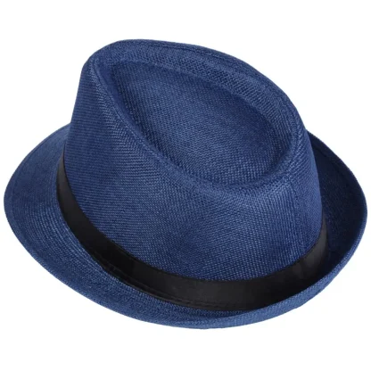 Plain Black Band Straw Hat - Image 5