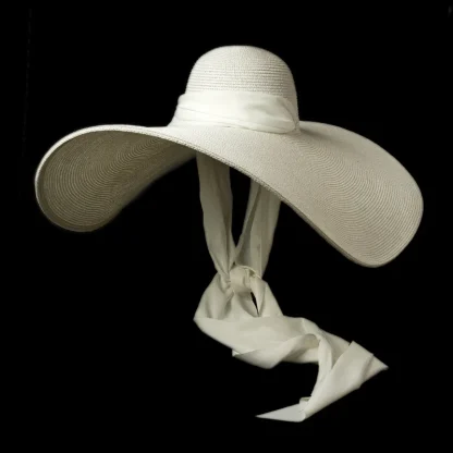 Oversized Soft Ribbon Tie Straw Hat