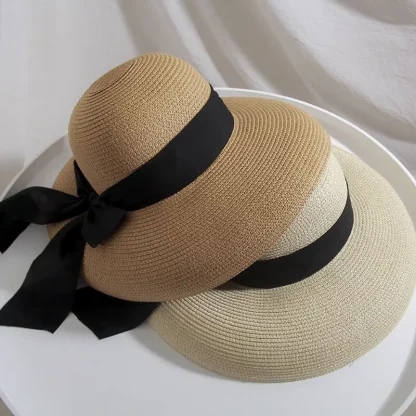 Chic Wide Brim Straw Hat - Image 3