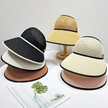 Large Brim Sun Visor Straw Hat - Image 5