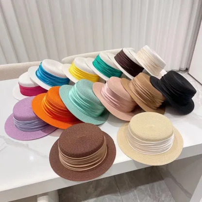 Minimalist Solid Color Straw Hats - Image 7