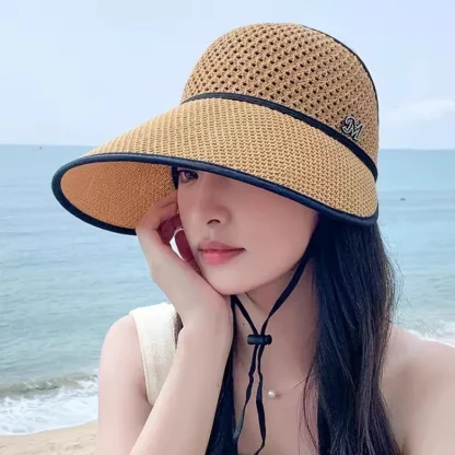 Large Brim Sun Visor Straw Hat - Image 3
