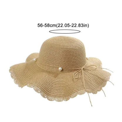 Scalloped Trim Floppy Straw Hats - Image 7